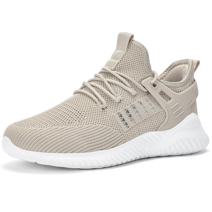 Athletic Running Mens Sneakers Ideal for Jogging Workout Gym Casual Beige Size 10